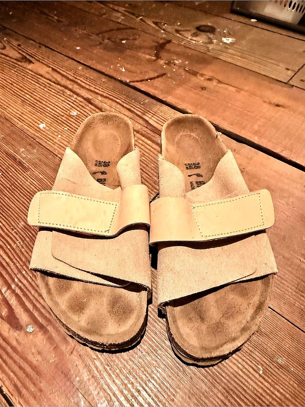 Birkenstock Kyoto Suede Two-Strap Sandals in Tan US 8